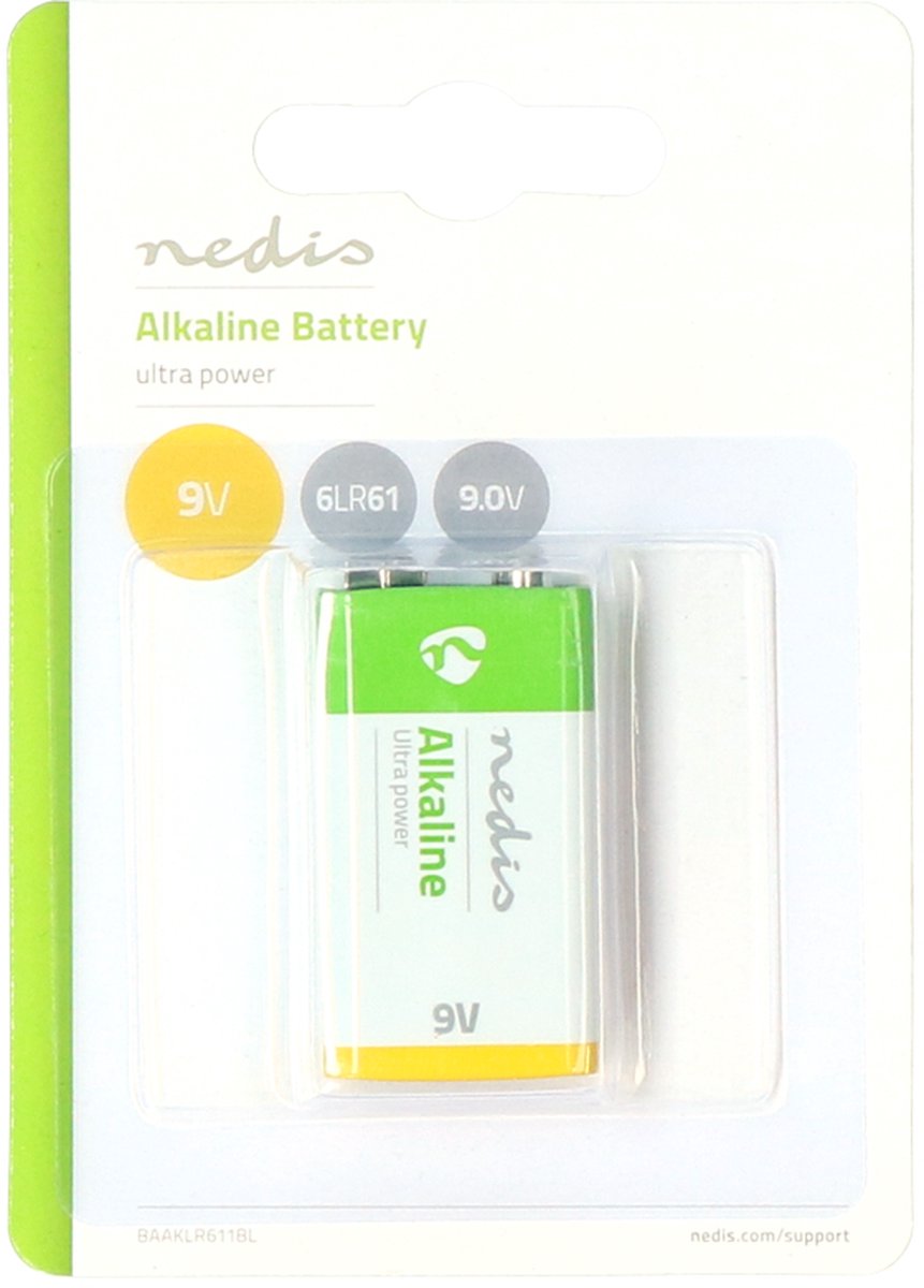 Nedis Alkaline-batterij 9v - Baaklr611bl - - Groen
