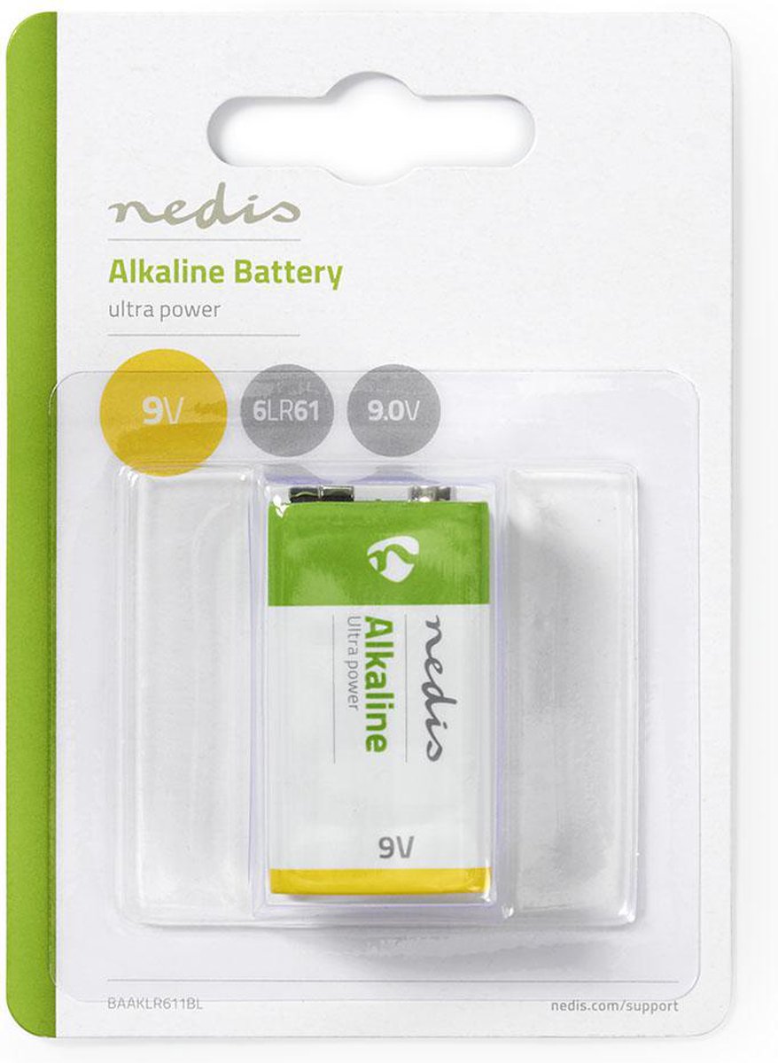 Nedis Alkaline-batterij 9v - Baaklr611bl - - Groen