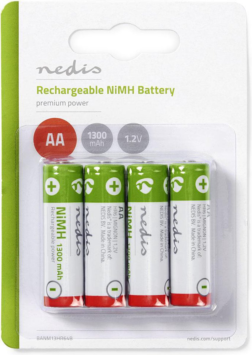 Nedis Oplaadbare Nimh-batterij Aa - Banm13hr64b - - Groen