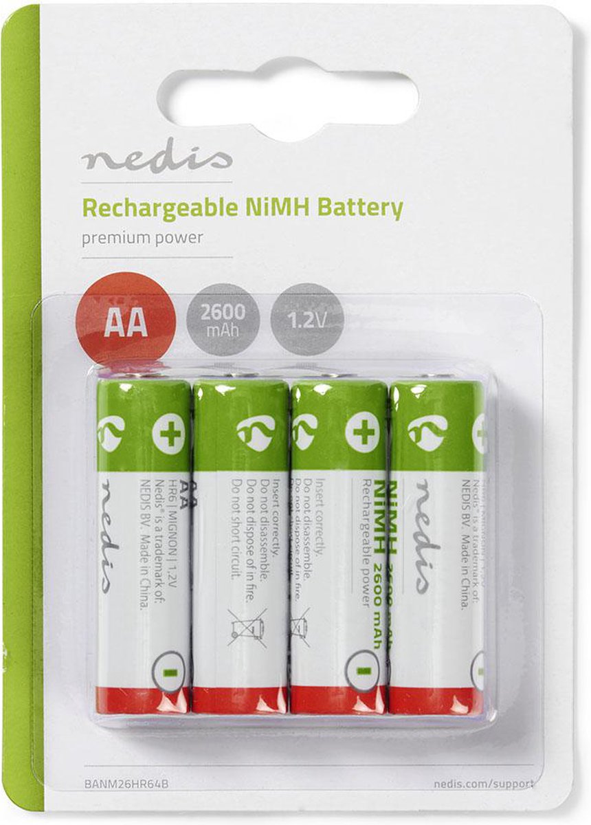 Nedis Oplaadbare Nimh-batterij Aa - Banm26hr64b - - Groen