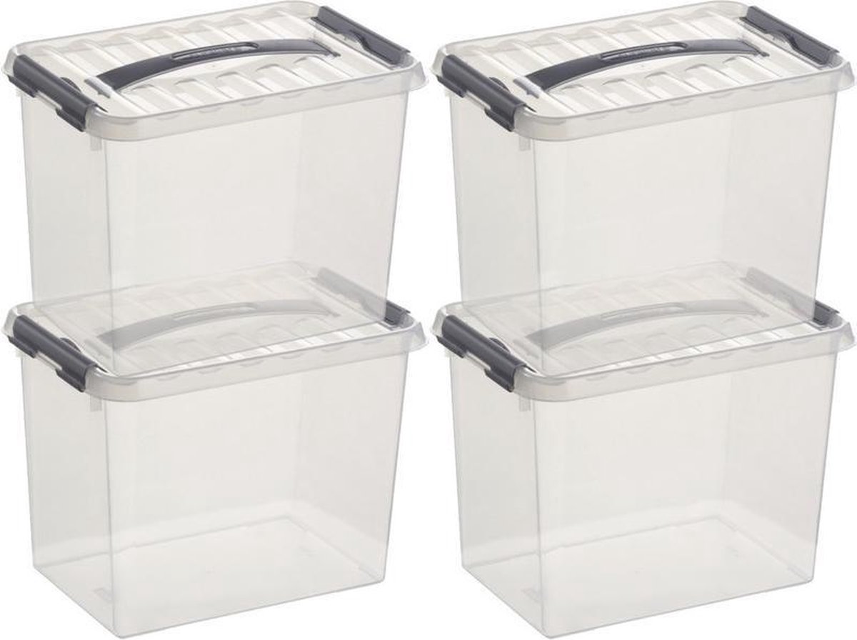 4x Kunststof Stapelbare Opbergbak 9 Liter 30 X 20 X 22 Cm - Opbergbox