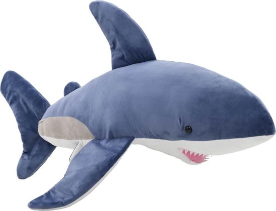 Vidaxl Knuffel Witte Haai Pluche En Wit - Blauw