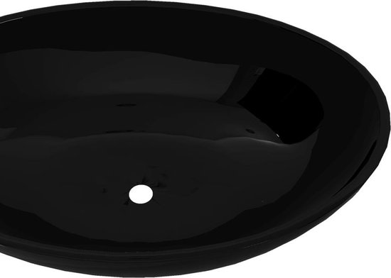 Vidaxl Luxe Wastafel Ovaal 40x33 Cm Keramiek - Zwart