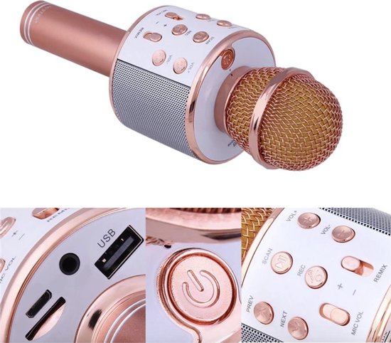 Wt Trading Karaoke Microfoon - Roségoudkleurig - Geschikt Voor Veel Zangplezier