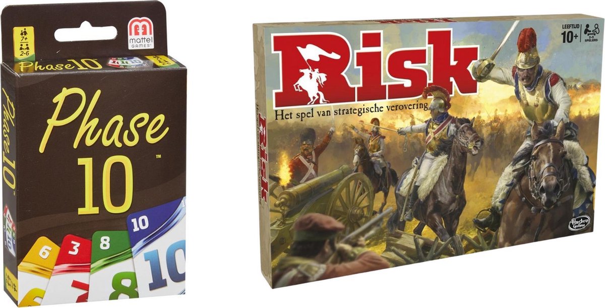 Hasbro Spellenbundel - Bordspellen - 2 Stuks - Phase 10 & Risk