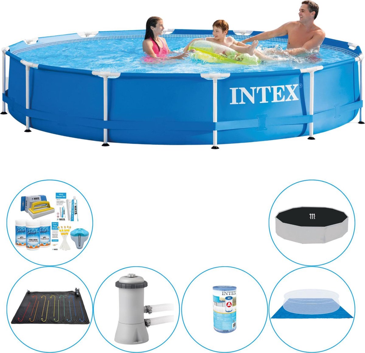 Intex Metal Frame Rond 366x76 Cm - Slimme Zwembad Deal - Blauw