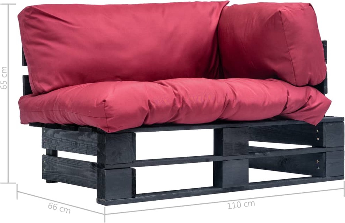 Vidaxl Tuinbank Met Rode Kussens Pallet Grenenhout - Rood