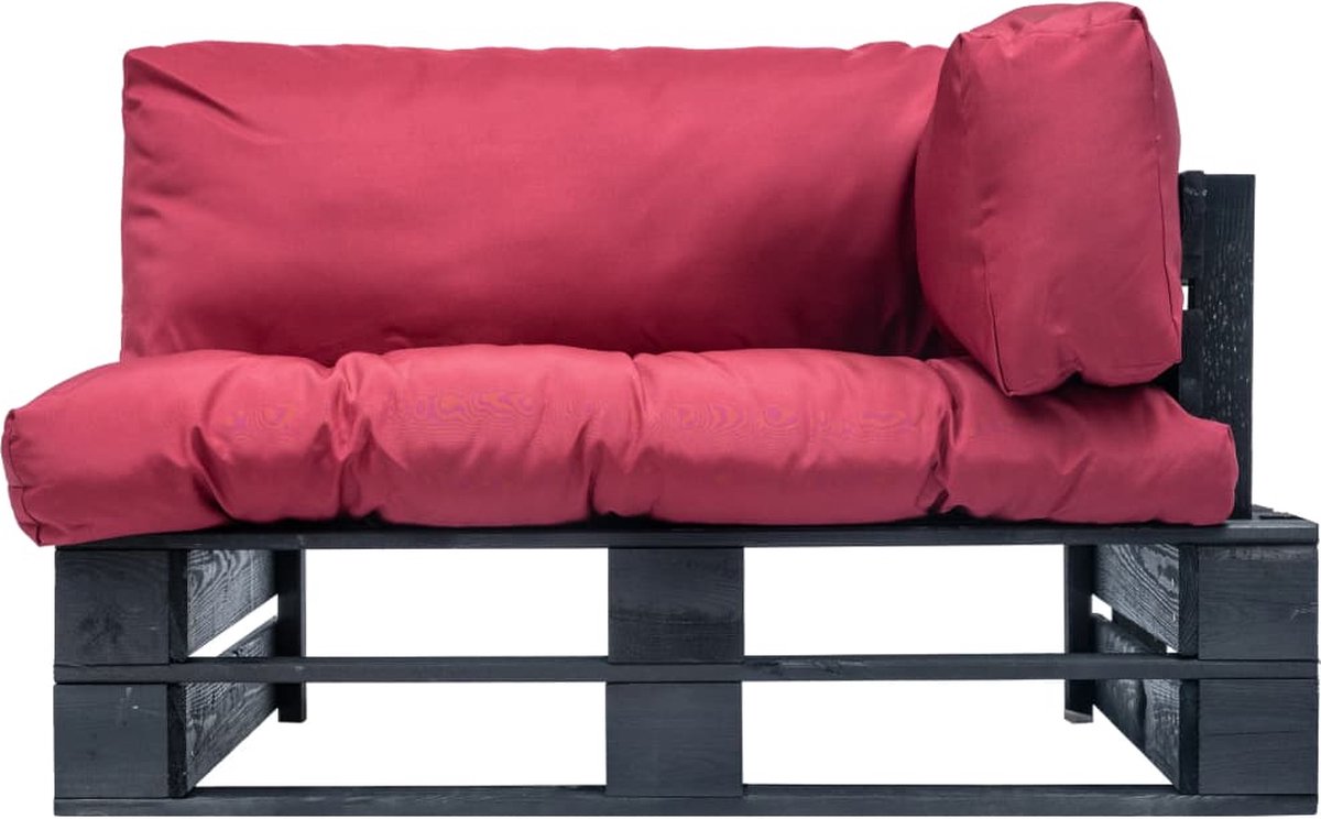 Vidaxl Tuinbank Met Rode Kussens Pallet Grenenhout - Rood