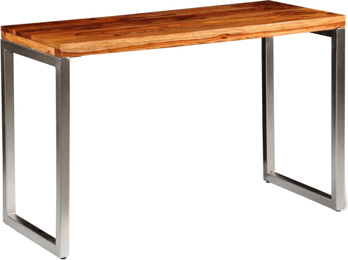 Vidaxl Eettafel/bureau Met Stalen Poten Massief Sheesham Hout - Marrón