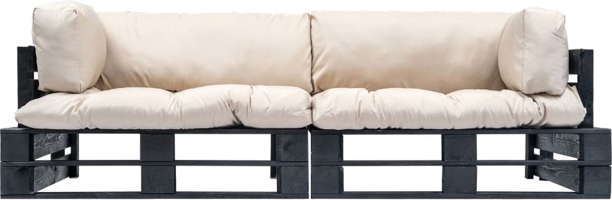 Vidaxl 2-delige Bankenset Pallet Met Zandkleurige Kussens Grenenhout - Beige