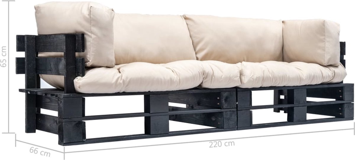 Vidaxl 2-delige Bankenset Pallet Met Zandkleurige Kussens Grenenhout - Beige