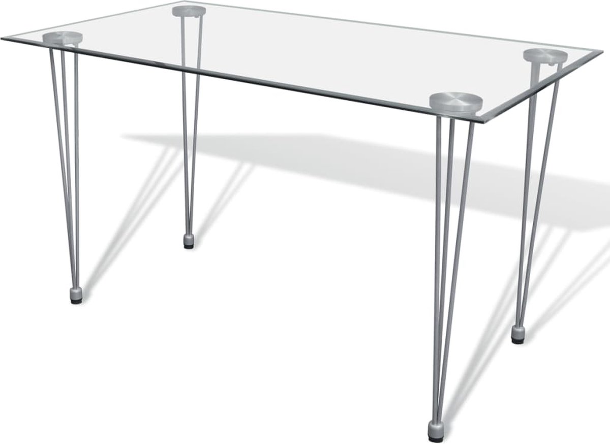 Vidaxl Eettafel Met Glazen Tafelblad Transparant - Silver