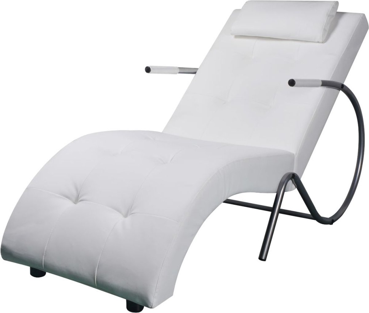 Vidaxl Chaise Lounger Met Kussen Kunstleer - Wit