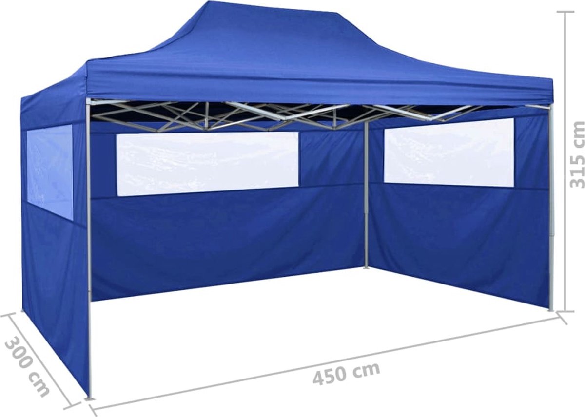 Vidaxl Vouwtent Met 3 Wanden 3x4,5 M - Blauw