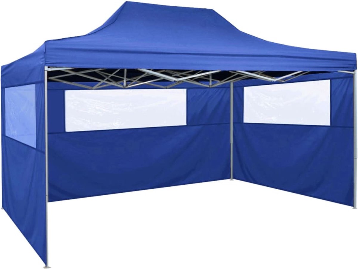 Vidaxl Vouwtent Met 3 Wanden 3x4,5 M - Blauw