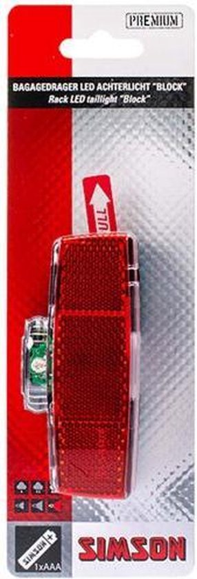 Simson Achterlicht Block Led Batterij Bagagedrager - Rood