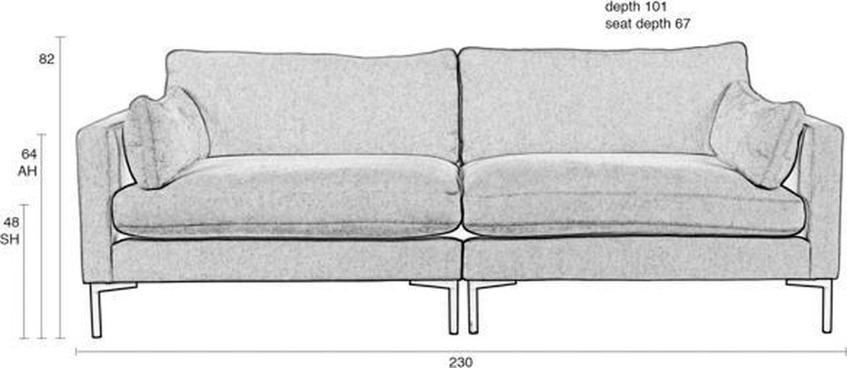 Zuiver Summer 3-zitsbank - Coffee - Bruin