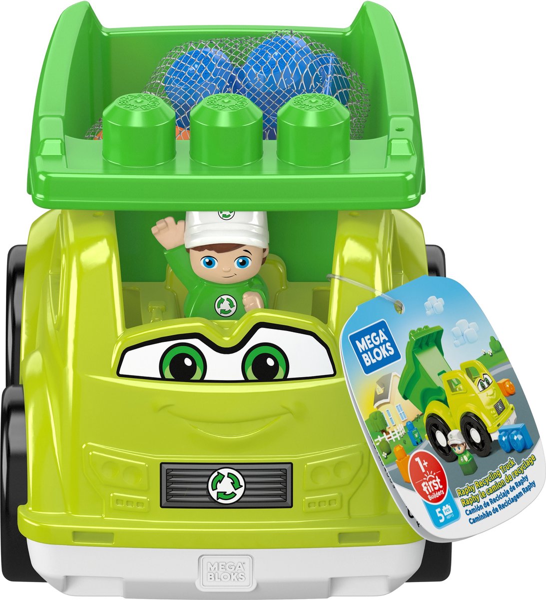 Mega Bloks constructiespeelgoed Raphy Recyling Truck 6 delig - Groen