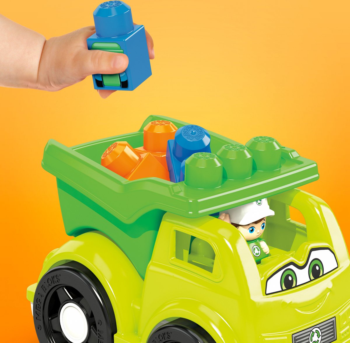 Mega Bloks constructiespeelgoed Raphy Recyling Truck 6 delig - Groen