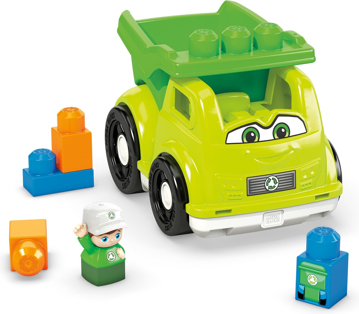 Mega Bloks constructiespeelgoed Raphy Recyling Truck 6 delig - Groen