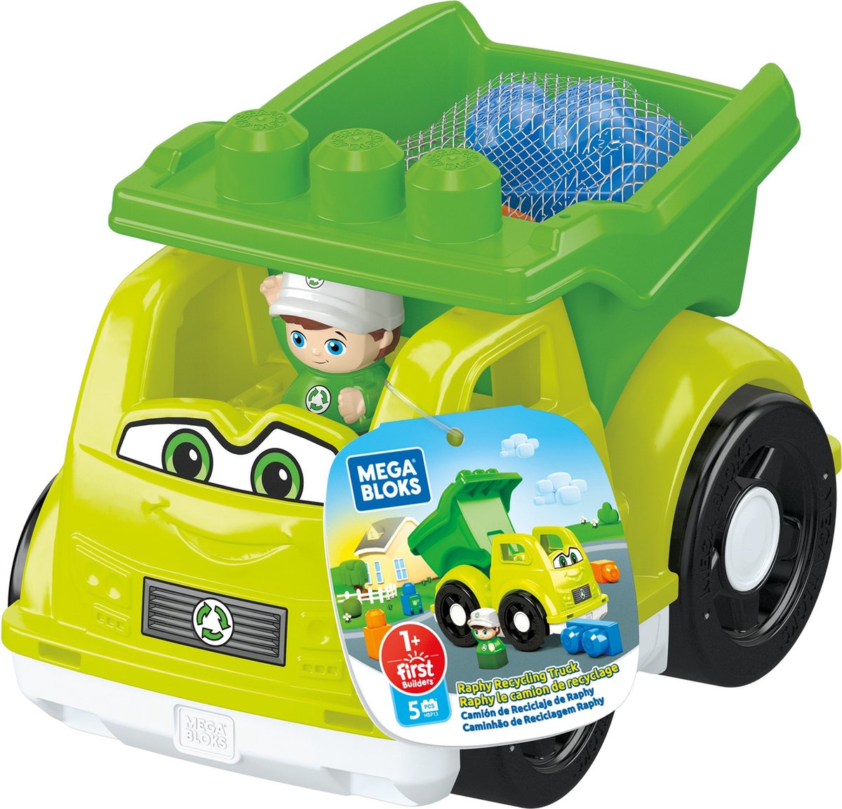 Mega Bloks constructiespeelgoed Raphy Recyling Truck 6 delig - Groen