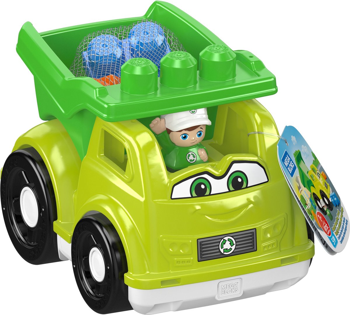 Mega Bloks constructiespeelgoed Raphy Recyling Truck 6 delig - Groen
