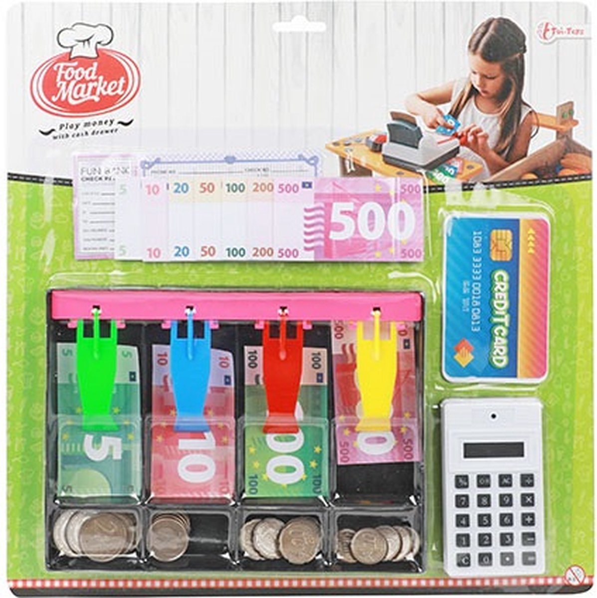 Toi-Toys Toi Toys kassalade Food Market 31,5 cm polypropyleen 5 delig