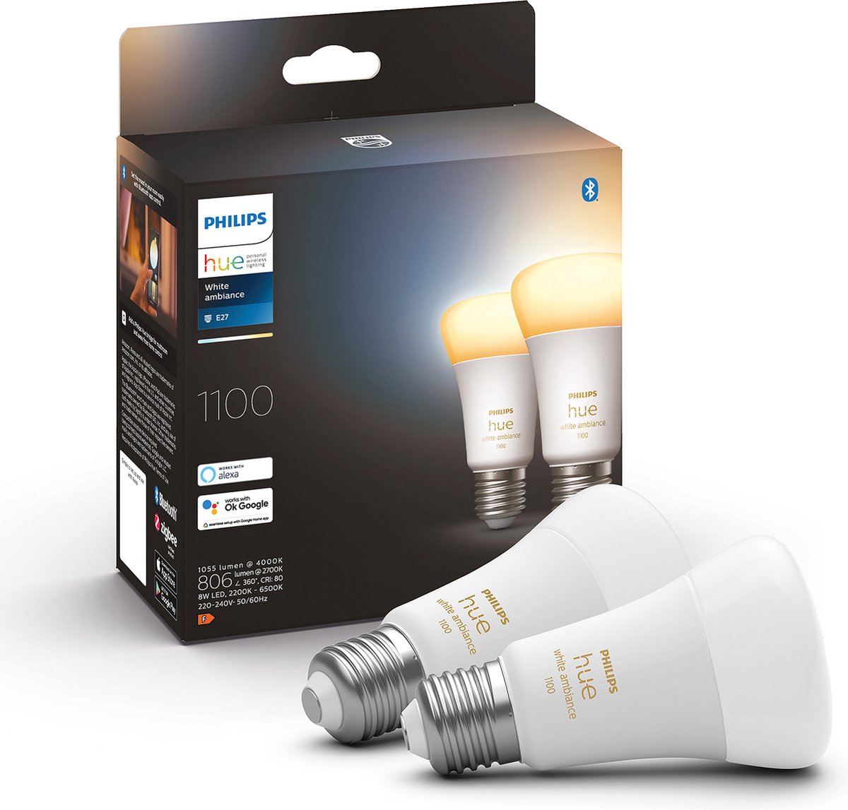 Philips White Ambiance E27 10.5W Duo pack