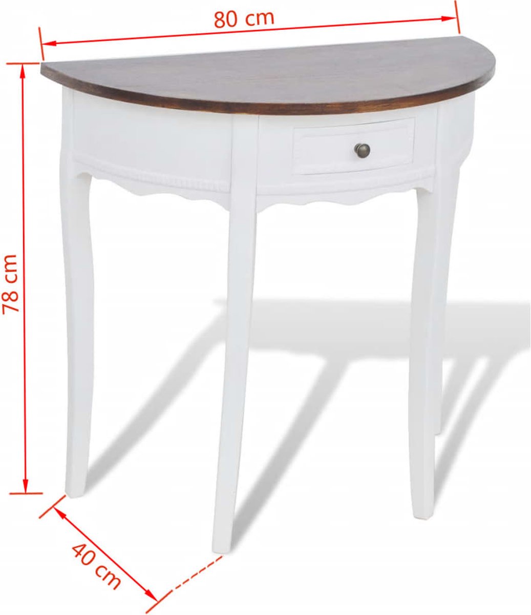 Vidaxl Wandtafel Met Lade Halfrond - Wit