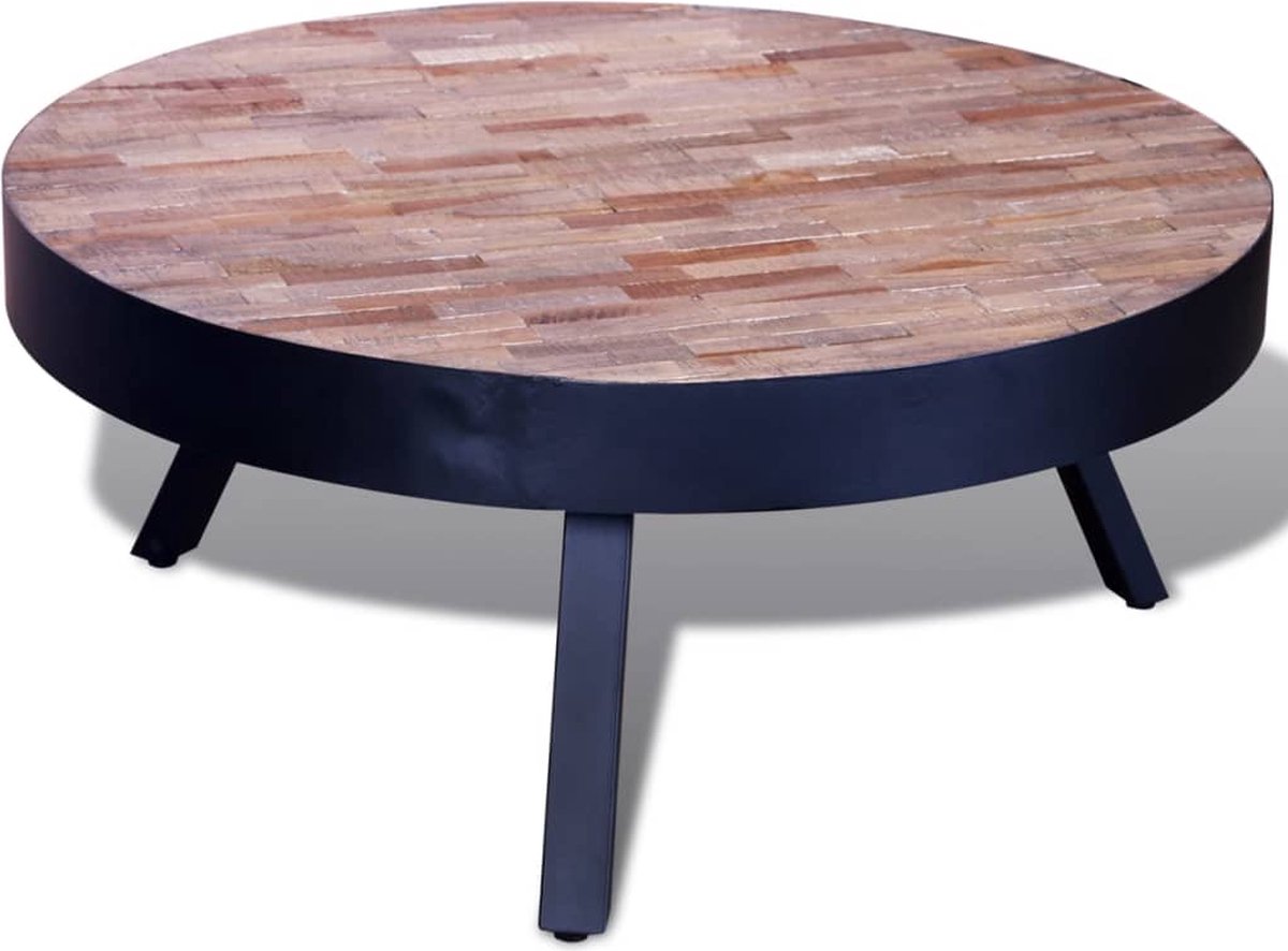 Vidaxl Salontafel Rond Gerecycled Teakhout - Negro