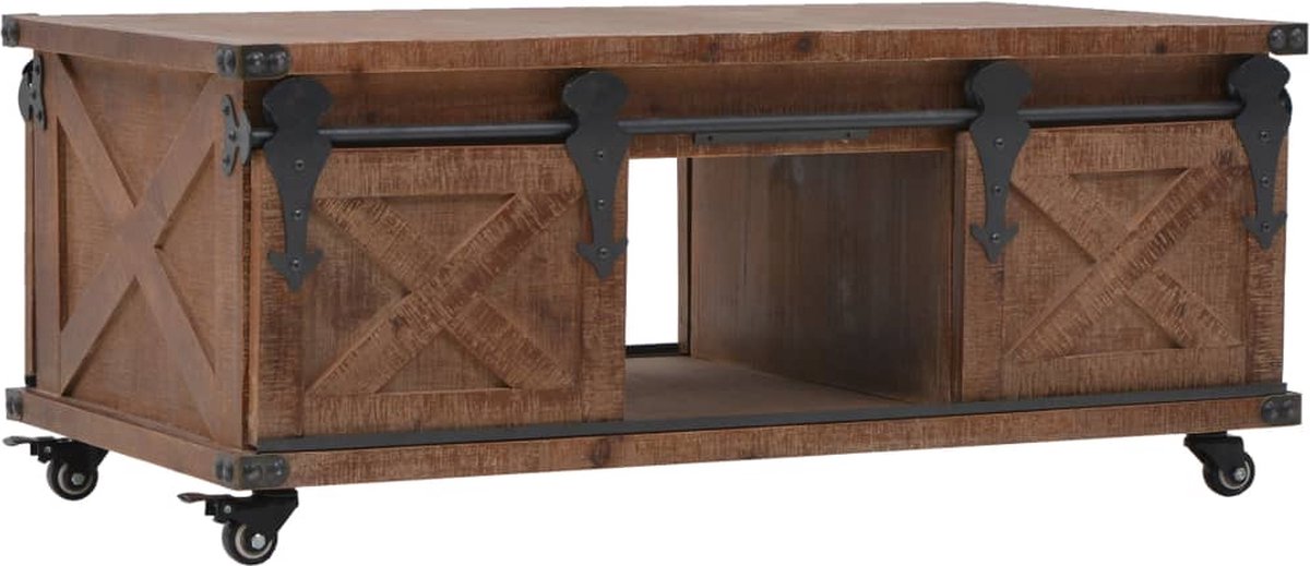 Vidaxl Salontafel 91x51x38 Cm Massief Vurenhout - Bruin