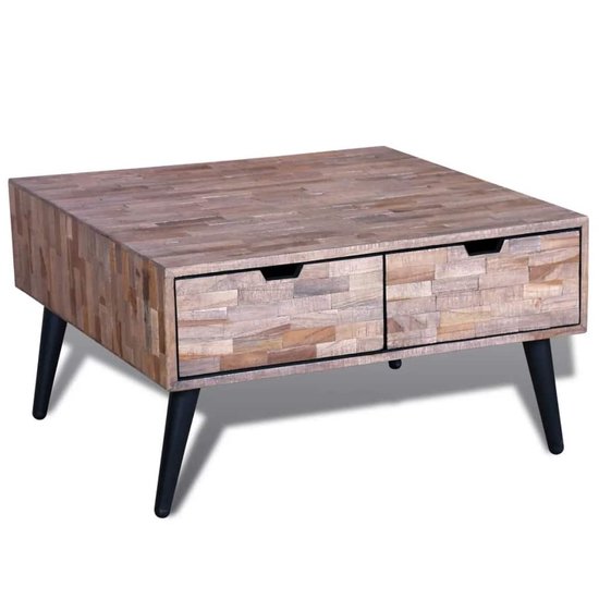 Vidaxl Salontafel Met 4 Lades Gerecycled Teakhout - Negro