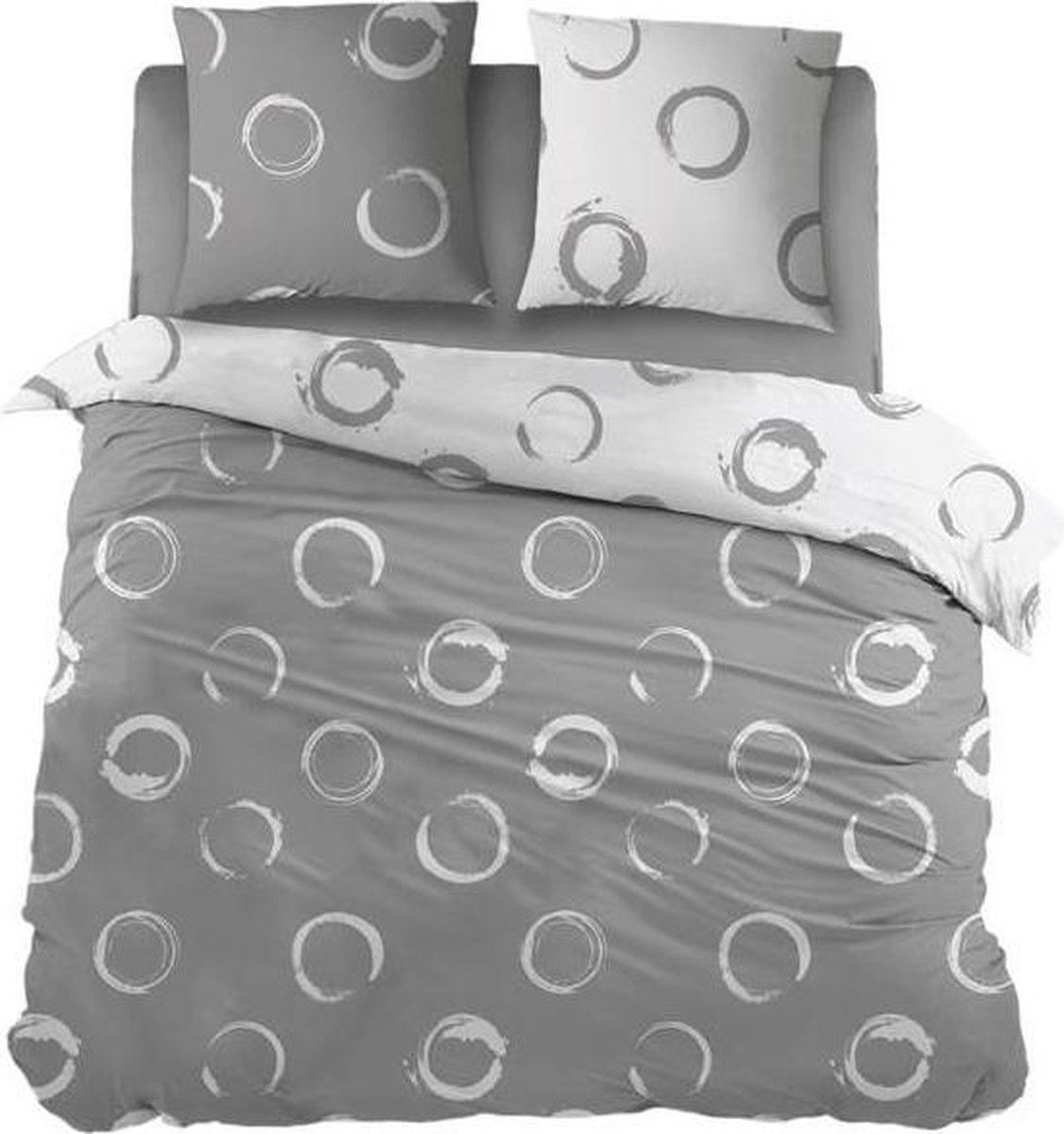 Snoozing Lieve Flanel Dekbedovertrek - Lits-jumeaux (270x200/220 Cm + 2 Slopen) - Flanel - - Grijs