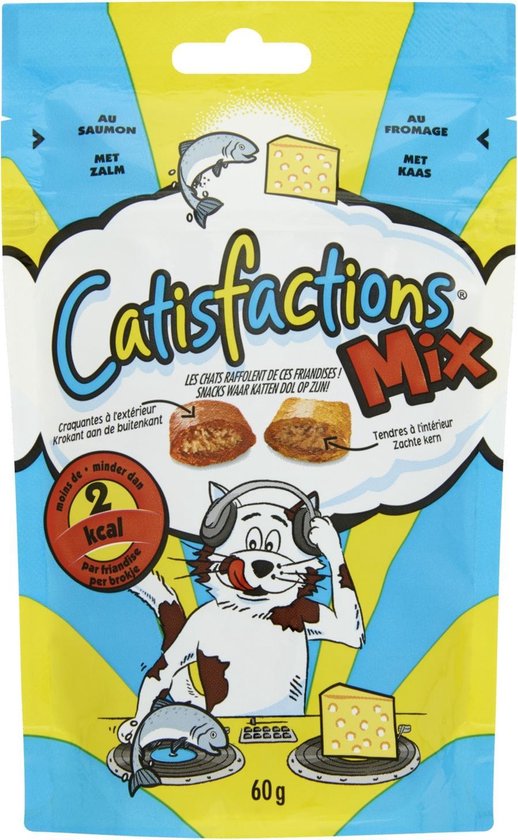 Catisfactions Kattensnoepjes 60 g - Kattensnack - Zalm&Kaas