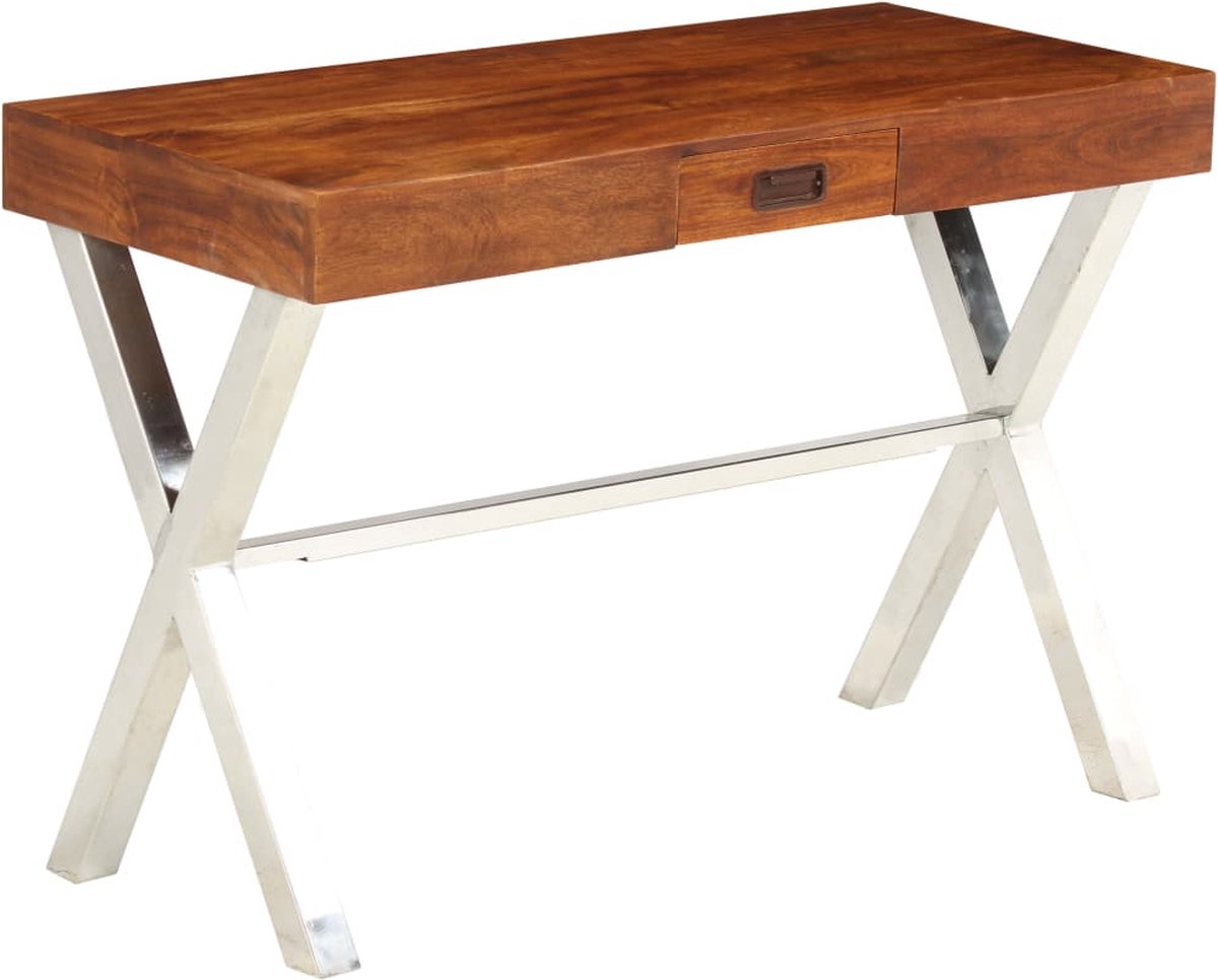 Vidaxl Bureau 110x50x76 Cm Massief Acaciahout En Sheesham Afwerking - Bruin
