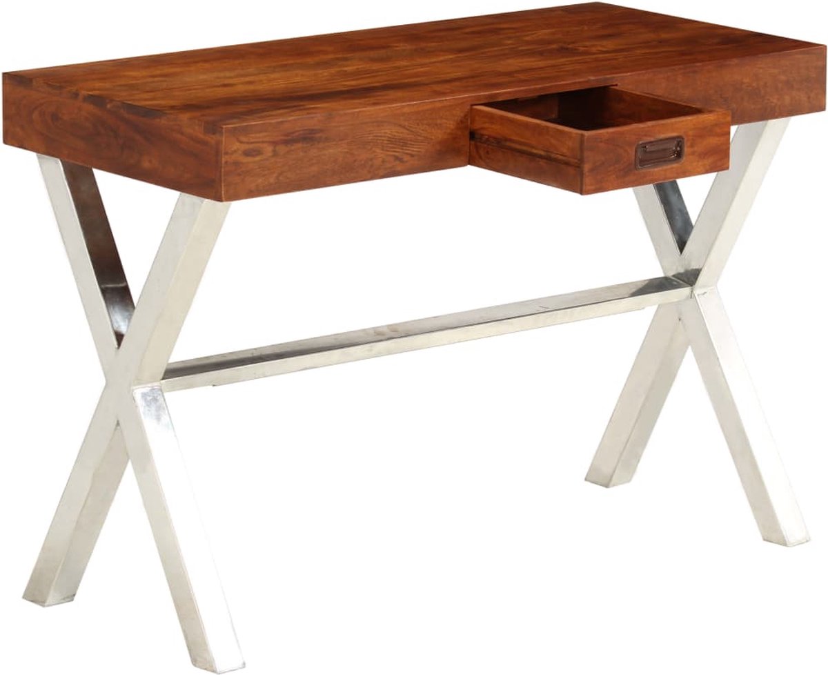 Vidaxl Bureau 110x50x76 Cm Massief Acaciahout En Sheesham Afwerking - Bruin