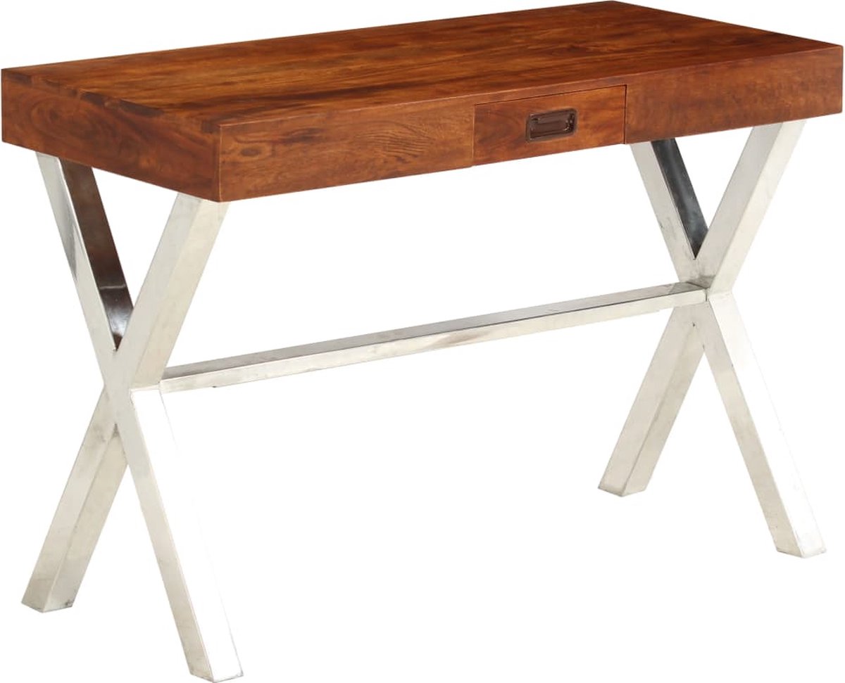 Vidaxl Bureau 110x50x76 Cm Massief Acaciahout En Sheesham Afwerking - Bruin