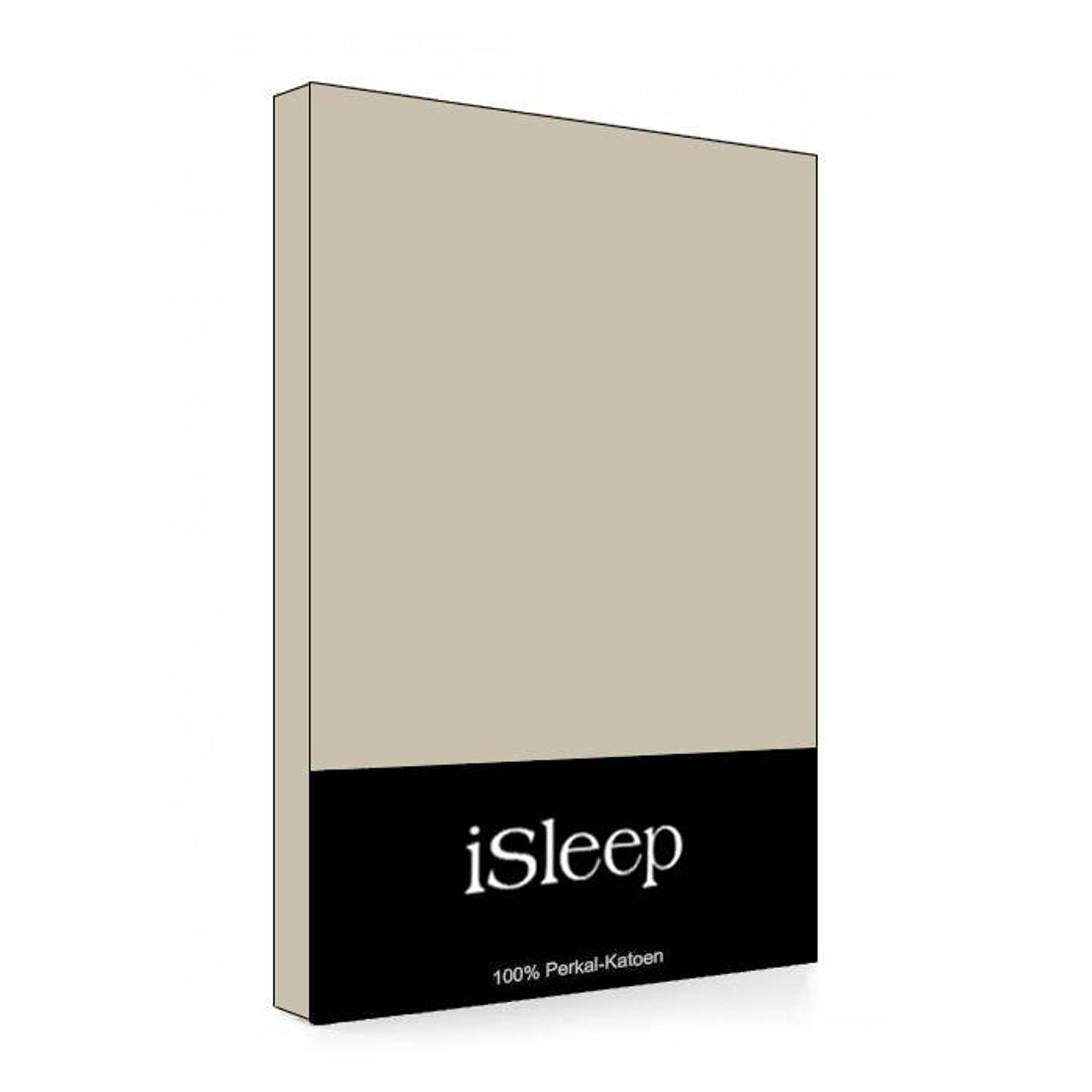 iSleep Split-topper Hoeslaken Perkal Katoen - Medium - 180x220 - Beige