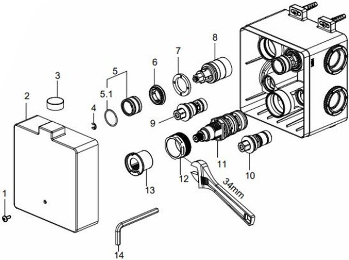 Wiesbaden Caral Klik Pro inbouwbox douchethermostaat 2 weg 29.3410