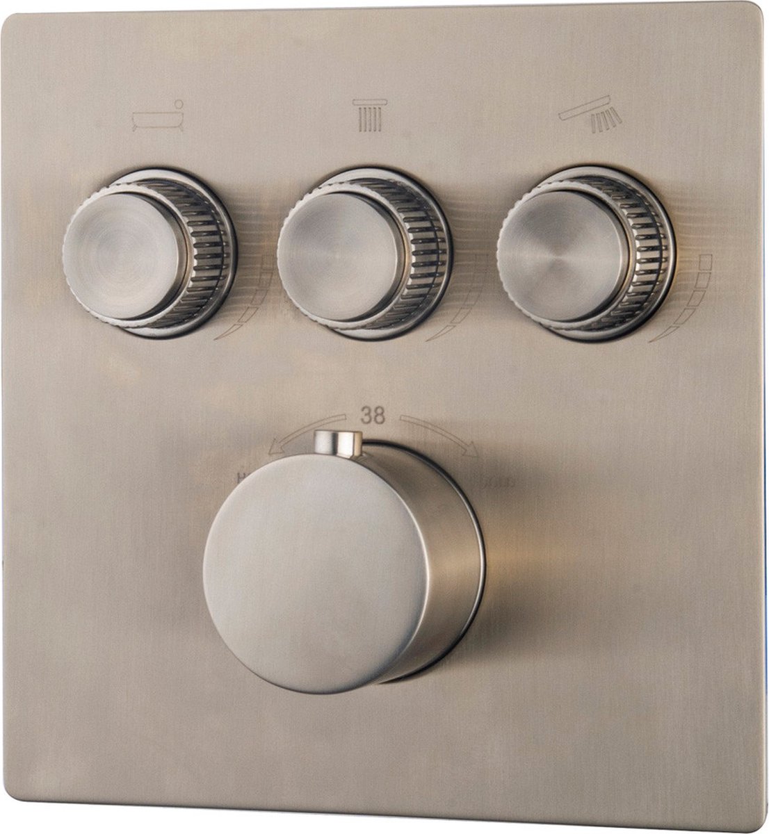 Wiesbaden Caral Klik Pro afbouwdeel inbouwthermostaat 3 weg geborsteld staal 29.3431