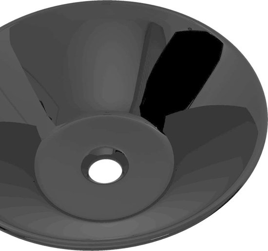 Wasbak, Keramiek, Rond, - Zwart