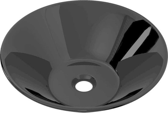 Wasbak, Keramiek, Rond, - Zwart