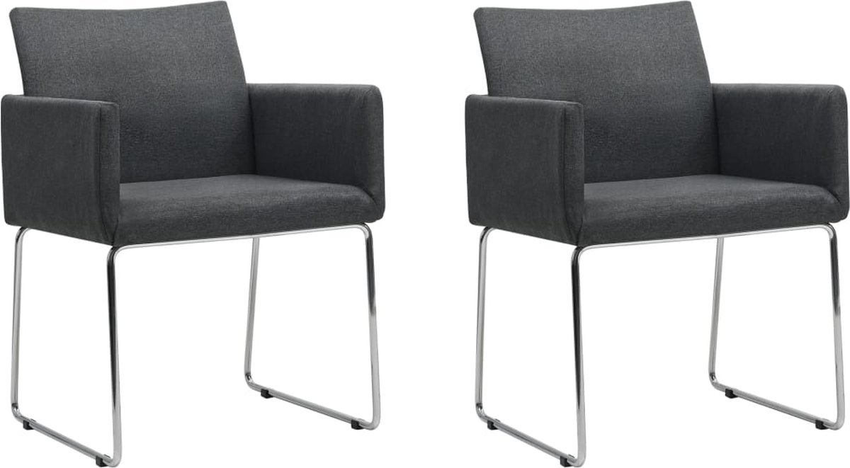 Vidaxl Eetkamerstoelen 2 St Stof Donker - Grijs