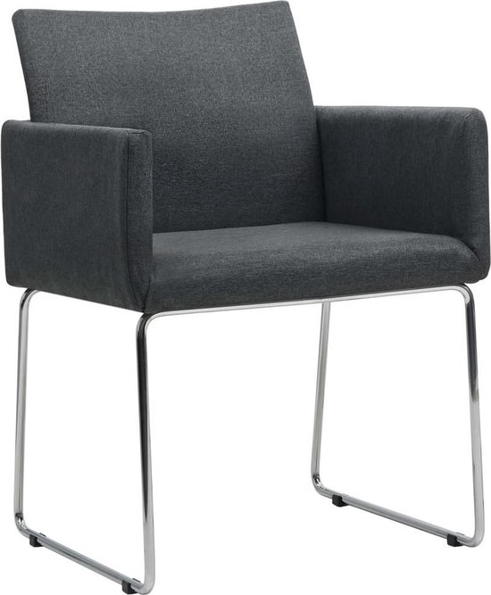 Vidaxl Eetkamerstoelen 2 St Stof Donker - Grijs