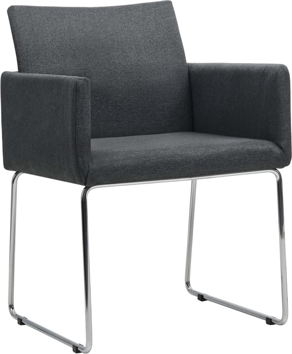 Vidaxl Eetkamerstoelen 2 St Stof Donker - Grijs