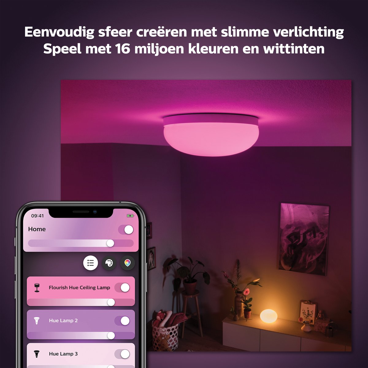 Philips White & Color Ambiance Flourish Plafondlamp - Ø 35,9 cm