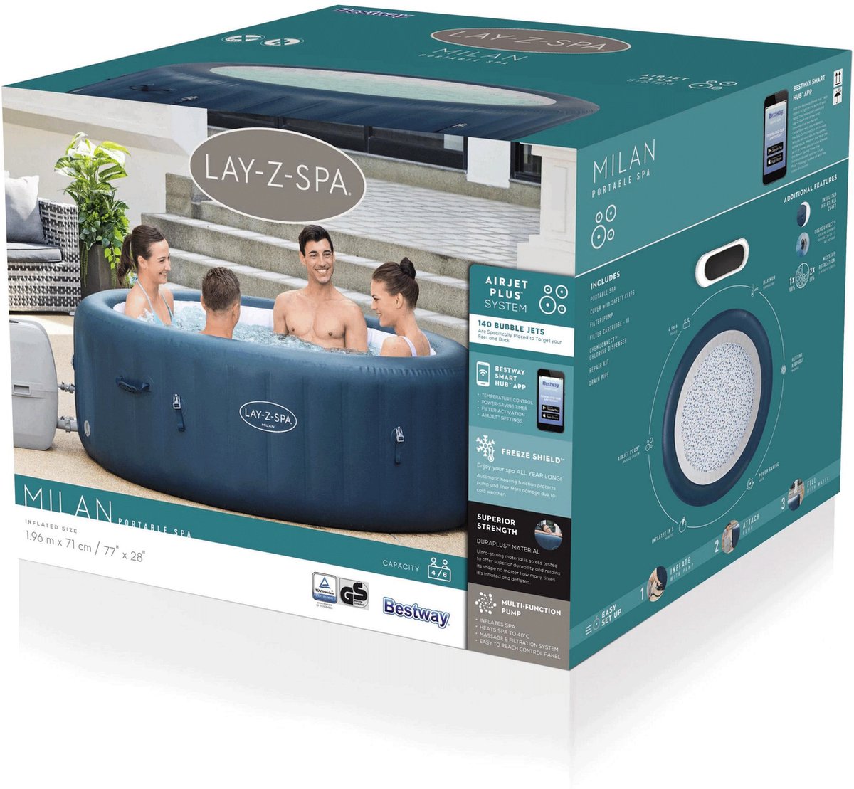 Bestway Opblaasbare Jacuzzi Lay-Z Spa Milan Plus - ø 196 x 71 - Groen