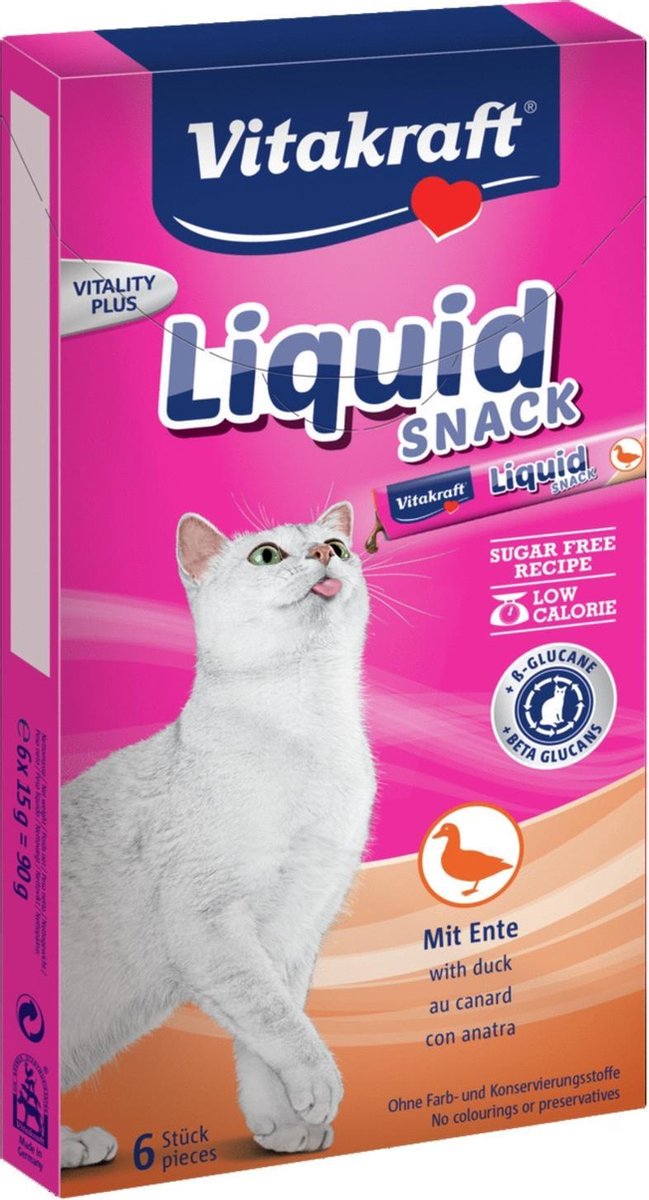 Vitakraft Cat Liquid Snack 6 stuks - Kattensnack - Eend