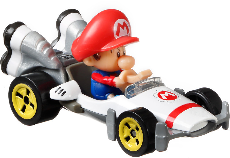 Hot Wheels racebaanauto Mario Kart Baby Mario die cast rood