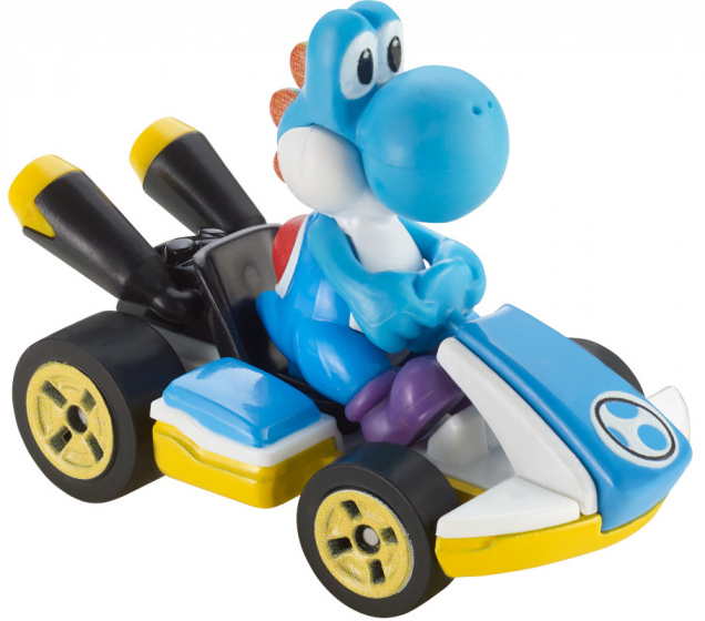 Hot Wheels racebaanauto Mario Kart Yoshi junior die cast - Blauw